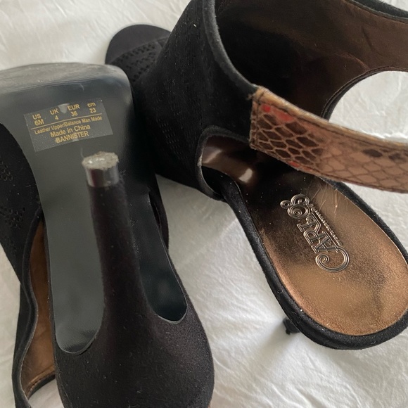 Carlos Santana Women's Ankle Strap Open Toe Black Suede High Heels - Size 6. - Picture 9 of 12